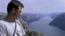 Tao in a final spectacular shot with the beautiful Lyse Fjord beyond